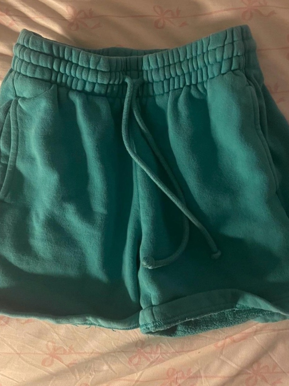 Aritzia Teal Drawstring Athletic Shorts